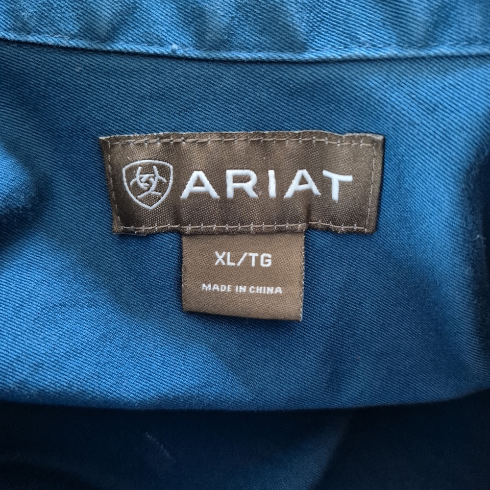 Ariat Solid Teal Turquoise Button Down Shirt Mens… - image 8
